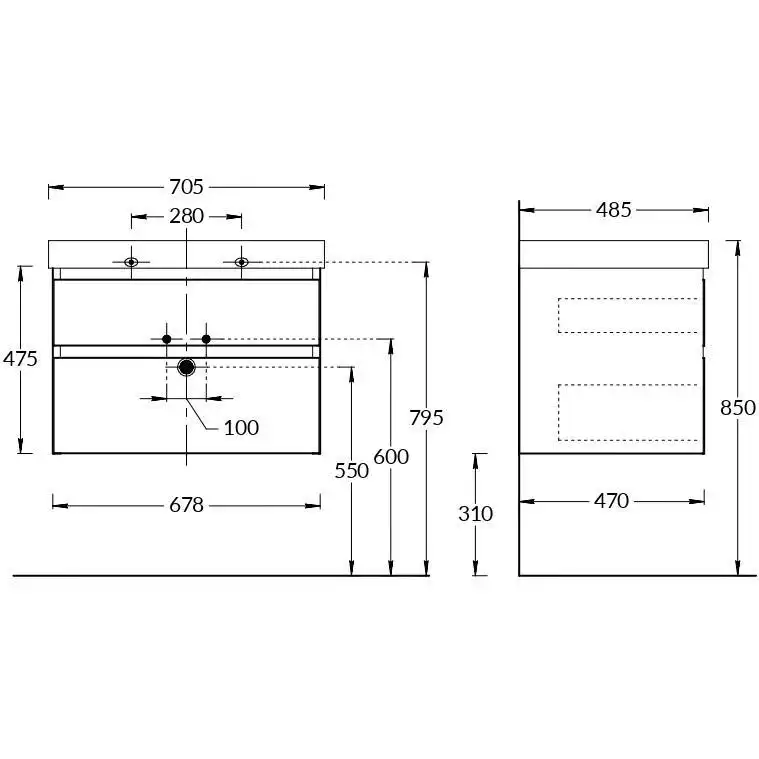 Тумба под раковину Kerama Marazzi CUBO 70 см, CUB.70.2\LIM подвесная, Лимо фото 3
