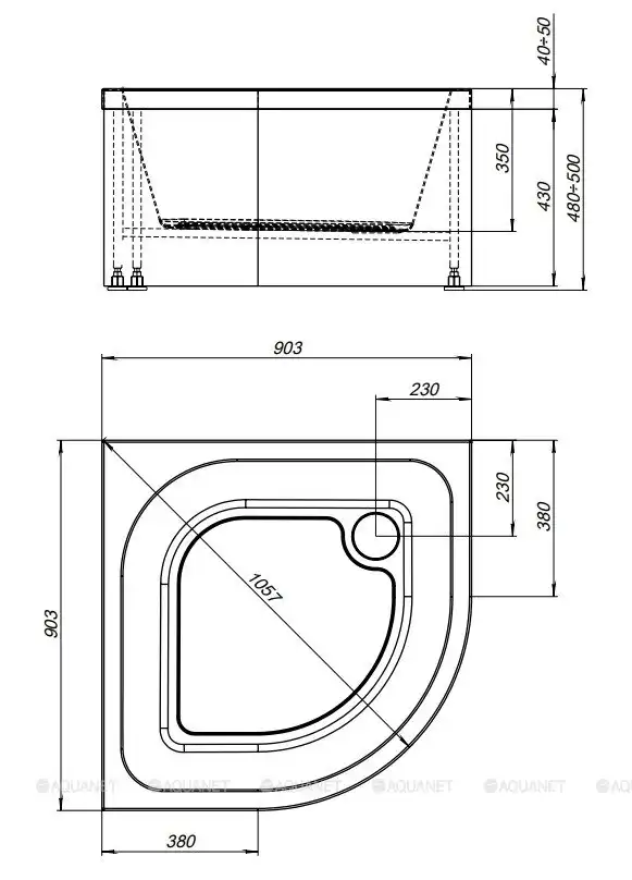 Душевой поддон Aquanet Optimal 90х90 акриловый 293357 Белый фото 5