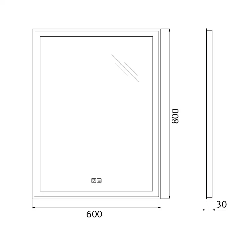 Зеркало BelBagno SPC-GRT 60х80 SPC-GRT-600-800-LED-TCH-WARM с подстветкой, сенсорный выключатель, с подогревом фото 9