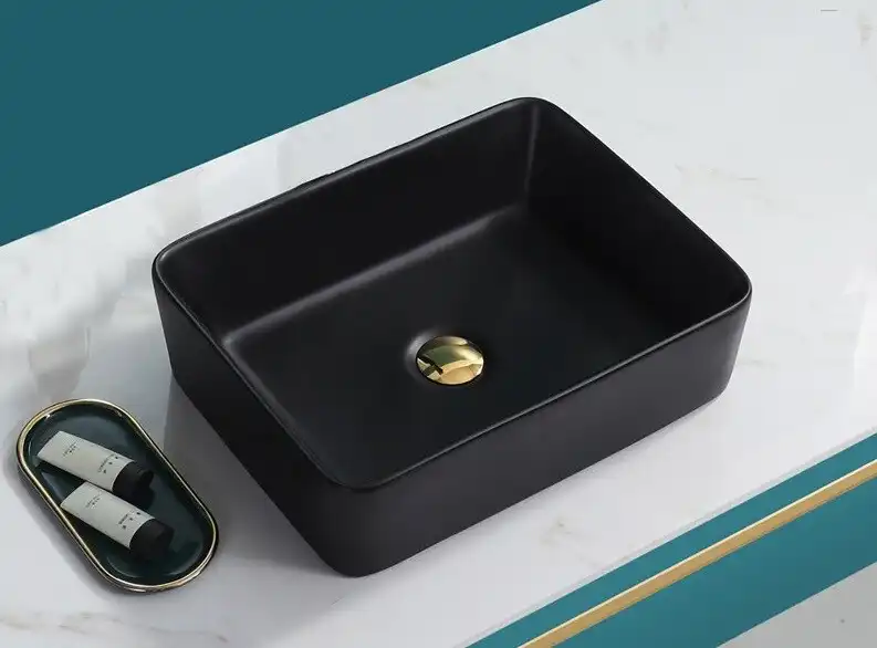 Раковина накладная CeramaLux 470х360х110 9103MB, цвет Черный фото 1