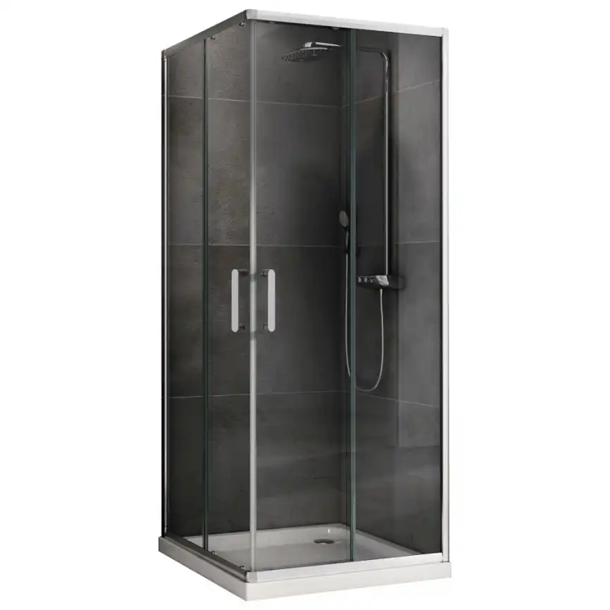 Душевой уголок ABBER Schwarzer Diamant 100х100 см, AG021005, профиль хром, стекло прозрачное фото 1