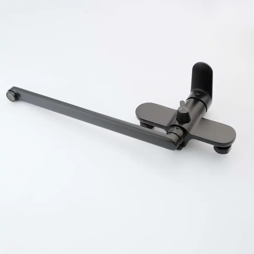 Смеситель для ванны Aquatek Ника AQ1842MB с длинным изливом, Черный матовый фото 6