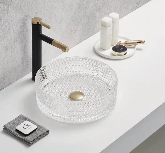 Раковина накладная CeramaLux 360х360х112 GL01, цвет Прозрачный фото 1