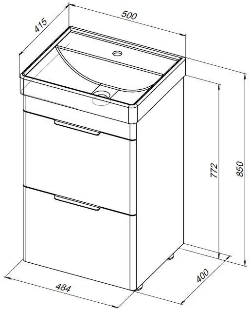 Тумба под раковину Aquanet Ирис new 50 белый глянец (2 ящика) 310151 фото 10