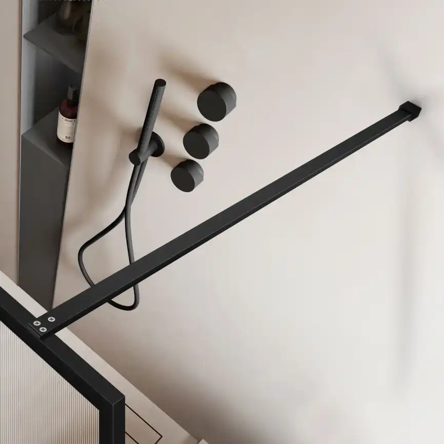 Душевая перегородка Vincea Walk in HP Art 90 VSW-1HP900FLB, профиль матовый черный, стекло рифленое фото 3