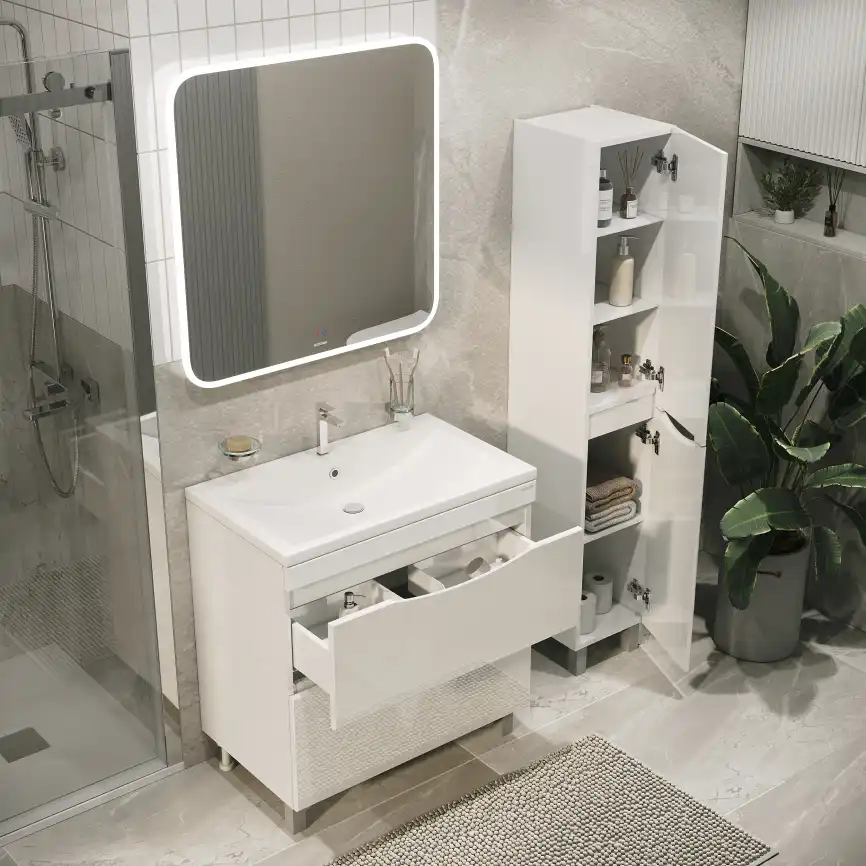 Тумба под раковину Grossman Виста 75 напольная, белая глянцевая (107565) фото 5