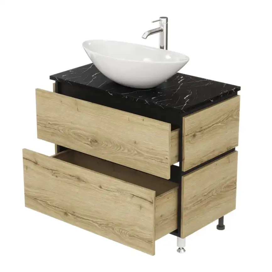 Тумба под раковину FAURAplus ТРИУМФ 100-2 напольная, дуб эльвезия фото 15