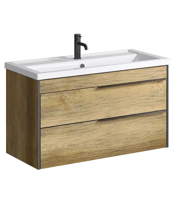 Тумба с раковиной подвесная Aqwella Fargo 100 см, FRG0110DB, цвет Дуб балтийский фото 1