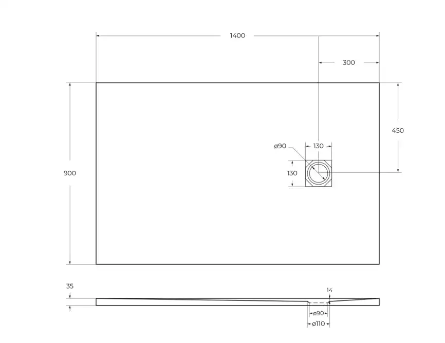 Душевой поддон BelBagno UNO 140х90 из искусственного камня, TRAY-MR-UNO-AH-140/90-35-W-CR, Белый фото 7