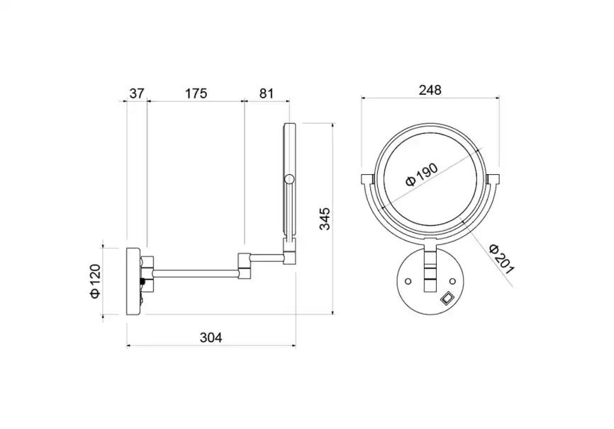 Зеркало косметическое Aquatek AQ4915CR настенное с подсветкой 5х, Хром фото 2