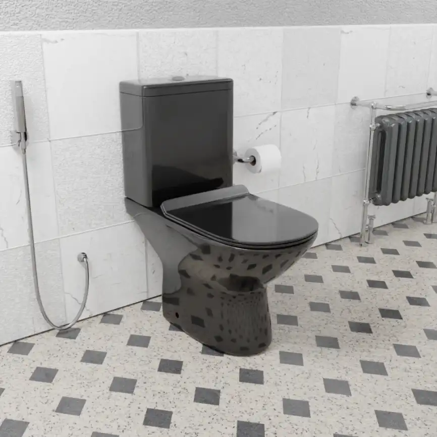 Унитаз-компакт Ceramalux 9126-18, безободковый, с бачком и сидением микролифт Черный фото 1