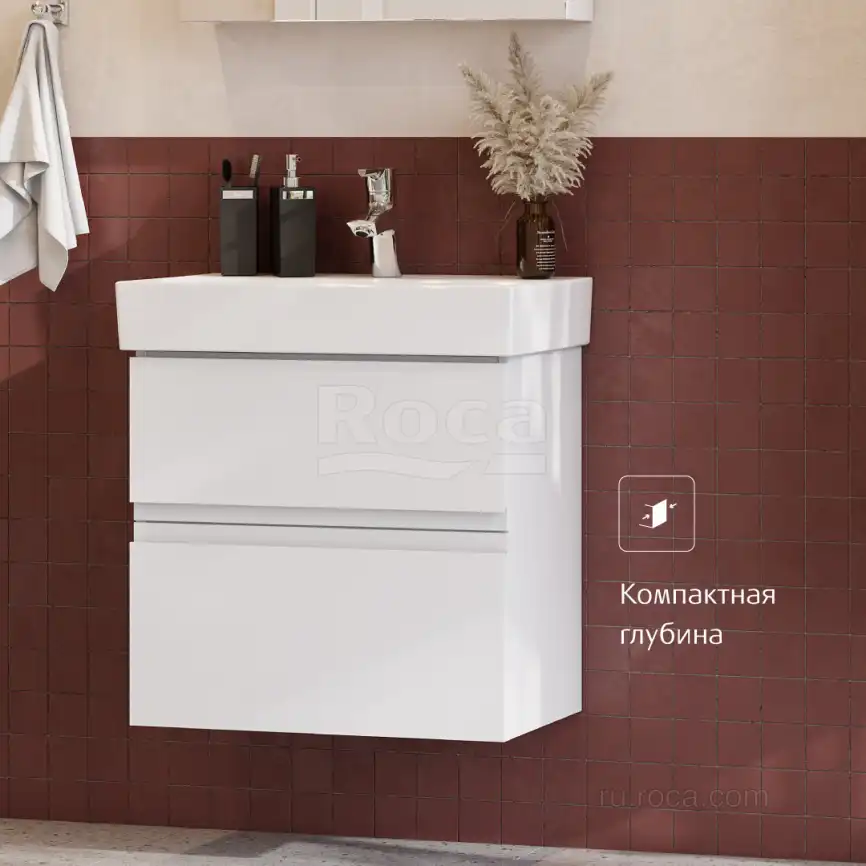 Тумбы под раковину Roca Oleta 60 A857639806 подвесная, цвет, Белый глянец фото 6