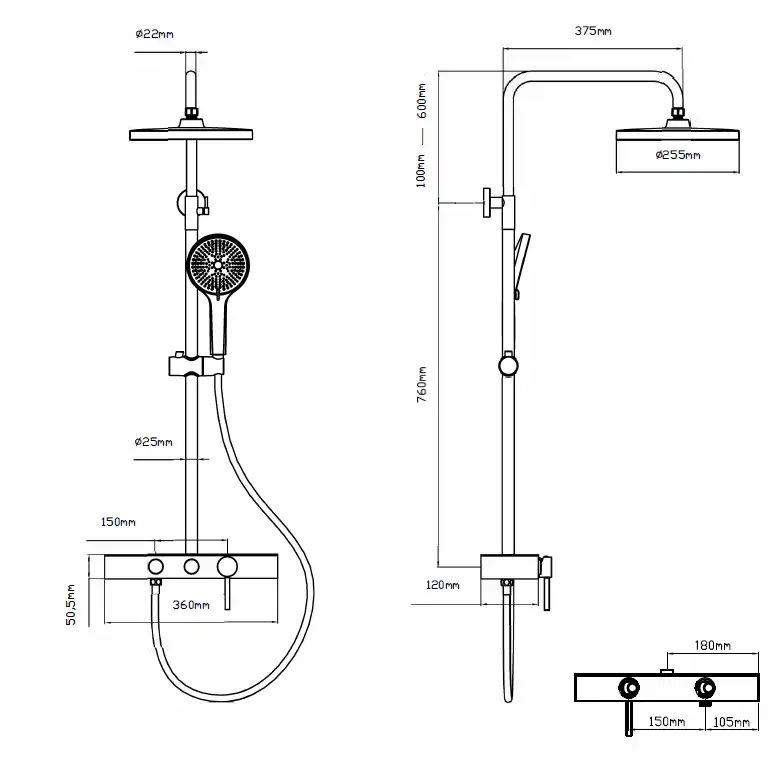 Душевая система  Vincea  VSFS-402MB VSFS-402MB для душа, черный матовый фото 5