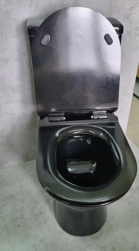 Унитаз-компакт Ceramalux 9126-18, безободковый, с бачком и сидением микролифт Черный фото 3