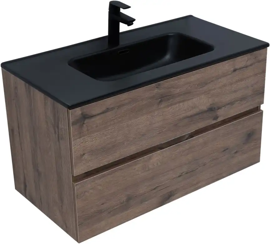 Тумба под раковину Aquanet Алвита New 90 2 ящика, дуб веллингтон табак 334187 фото 5