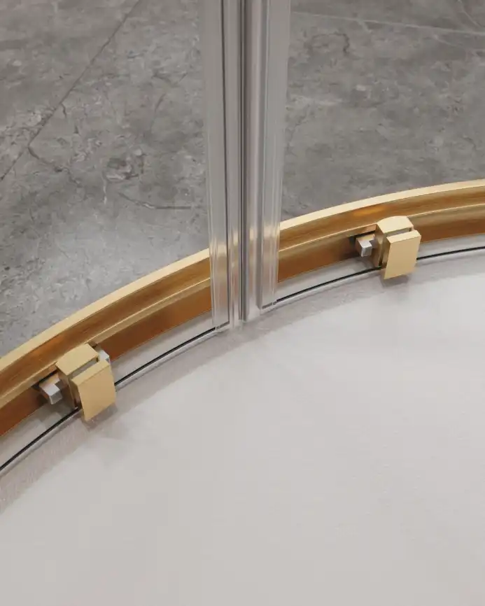 Душевой уголок CEZARES MOLVENO-R-2-100-C-BORO-IV стекло Прозрачное, профиль Брашированное золото фото 4