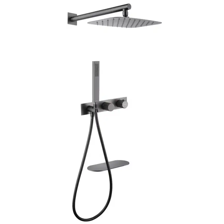 Душевая система ABBER Rund AF8750NG скрытого монтажа с изливом, термостат, никель фото 1