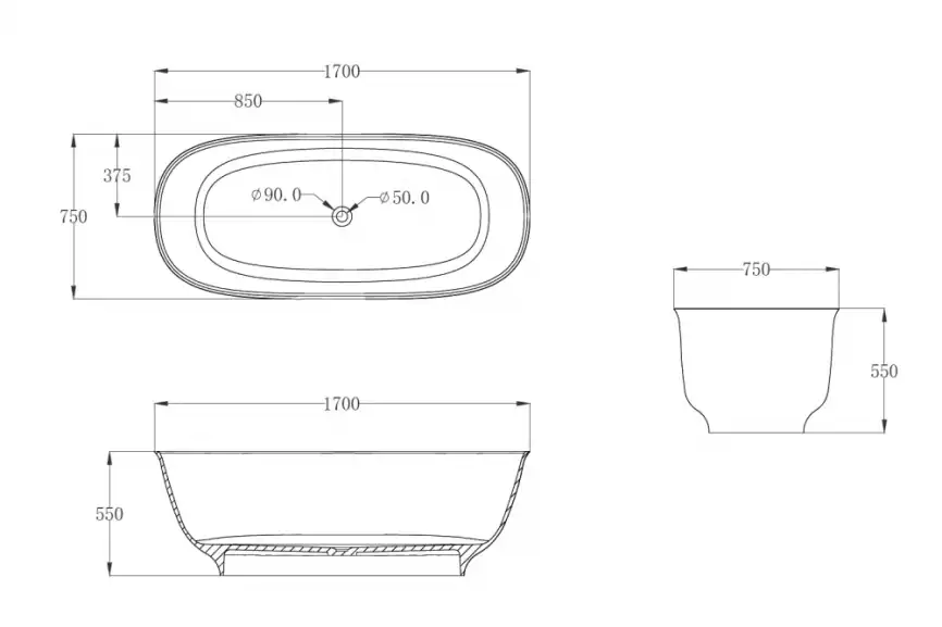 Прозрачная ванна ABBER Kristall AT9707Aquamarin 170х75 бирюзовая фото 5