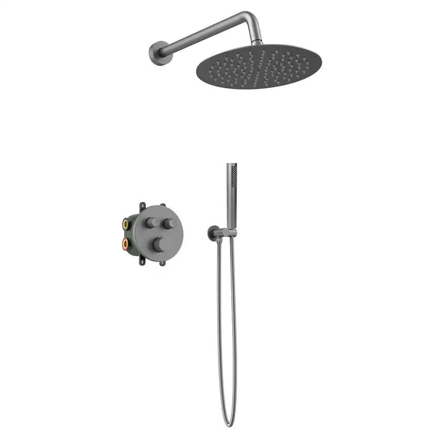 Встраиваемая душевая система AVS LUXURY 811-501-GM термостат, оружейная сталь фото 2