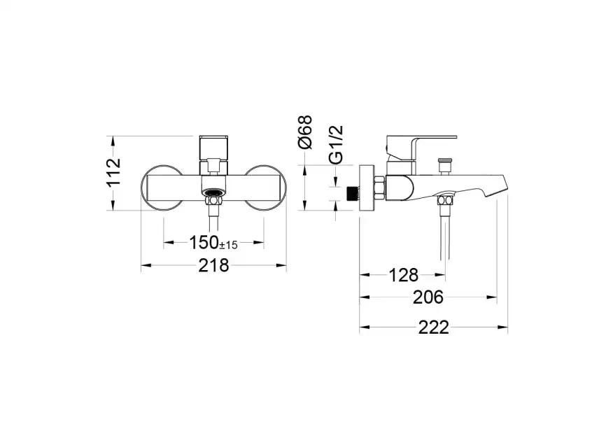 Смеситель для ванны Aquatek Оберон AQ1240CR, однорычажный, с коротким изливом, Хром фото 2