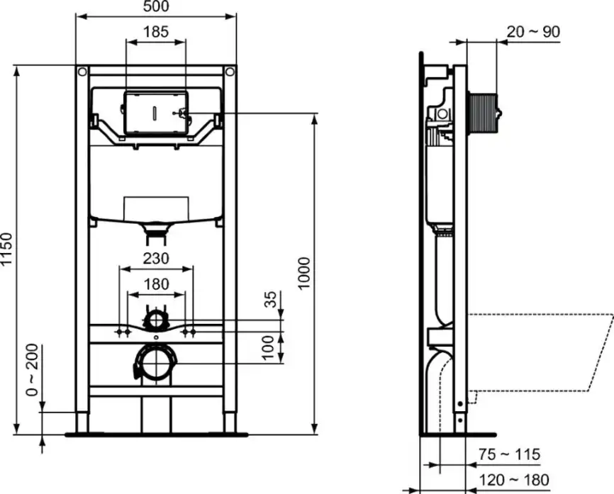 Инсталляция Ideal Standard Prosys R0309AA для унитаза с клавишей смыва Хром фото 5