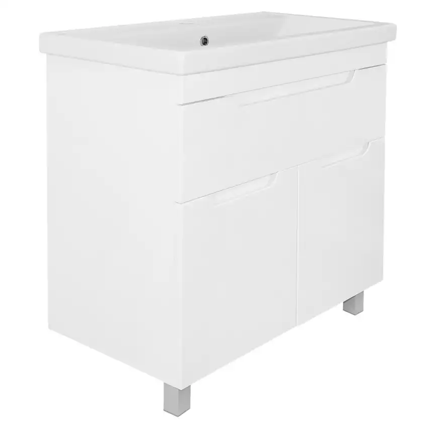 Тумба с раковиной Azario KANTRI 80/1Н CS00097256, напольная+двери с раковиной Фостер 80, белая фото 1
