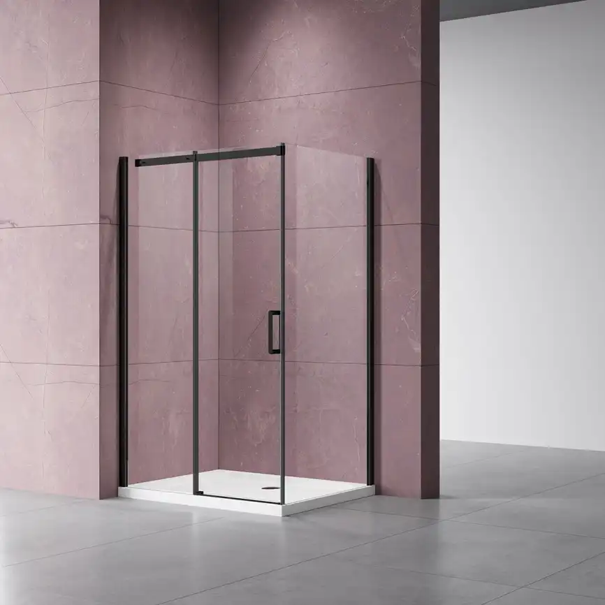 Душевой уголок Vincea Dice 160х90 VSR-4D9016CLB, профиль черный, стекло Прозрачное фото 1