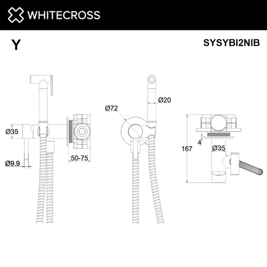Смеситель с гигиеническим душем Whitecross Y brushed nickel скрытого монтажа Никель брашированный, SYSYBI2NIB фото 3