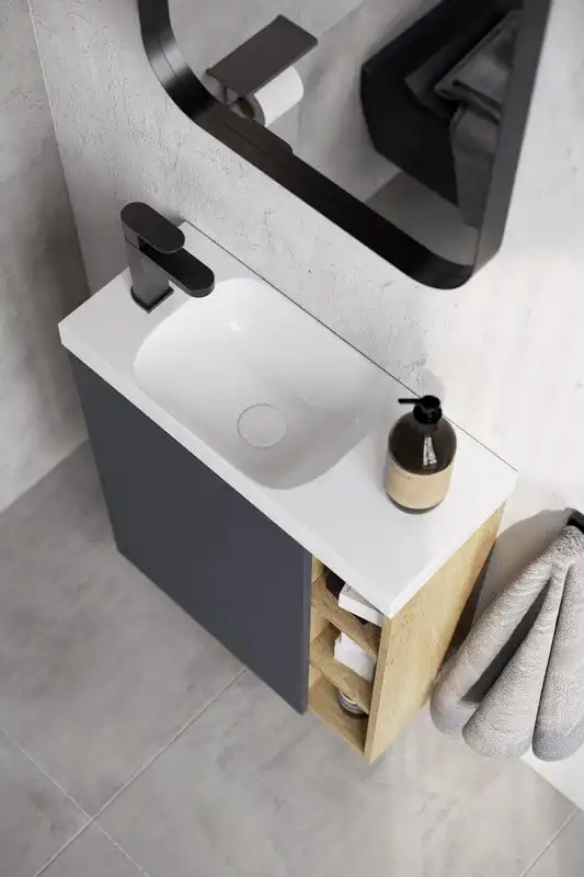 Тумба с раковиной подвесная Aqwella 5 Stars Alba 60 см, ALB0106LLS+ALB0706WM, цвет Камень натуральный фото 4