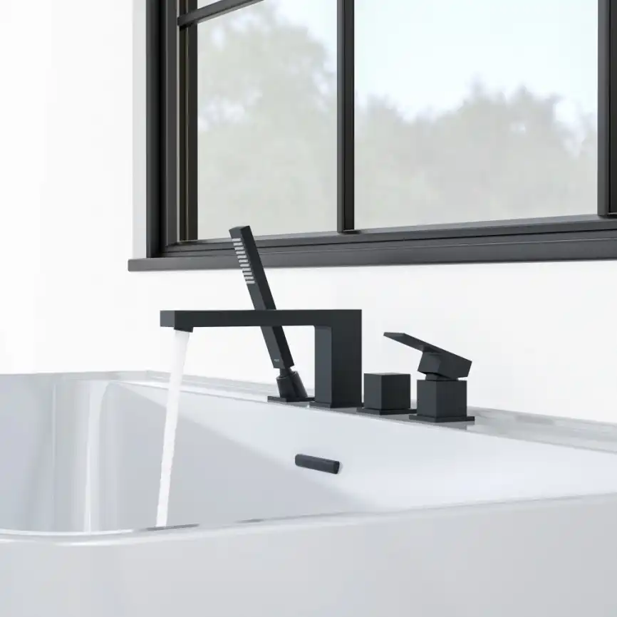 Смеситель на борт ванны Aquatek Либра AQ1648MB, однорычажный, с внутренней частью, Черный матовый фото 5