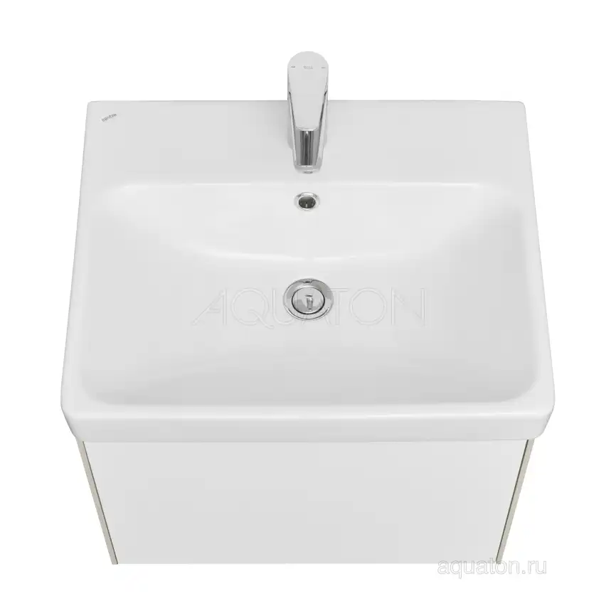 Тумба под раковину Aquaton Асти 55 1A263101AXD70 подвесная цвет, белый глянец / ясень шимо фото 4