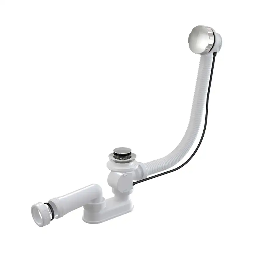 Слив-перелив AlcaPlast A55K-RU-01 полуавтомат для ванны, хром фото 1