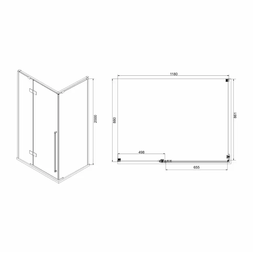 Душевой уголок Sole Vog 120х90 профиль Черный стекло прозрачное фото 5