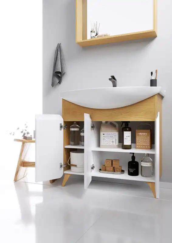 Тумба с раковиной напольная Aqwella Basic 100 см, BAS0110DZ, цвет Дуб золотой фото 5