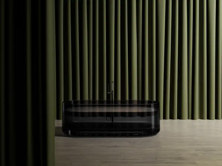 Прозрачная ванна ABBER Kristall 170х75 AT9708Onyx черная фото 2