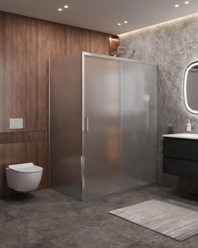 Душевой уголок CEZARES MOLVENO-AH-11-150/90-P-Cr стекло Матовое рифленая, профиль Хром фото 1