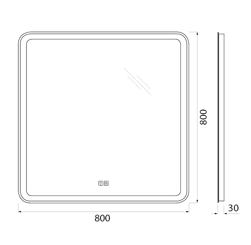 Зеркало BelBagno MARINO 80х80 SPC-MAR-800-800-LED-TCH-WARM с подстветкой, сенсорный выключатель, с подогревом фото 9