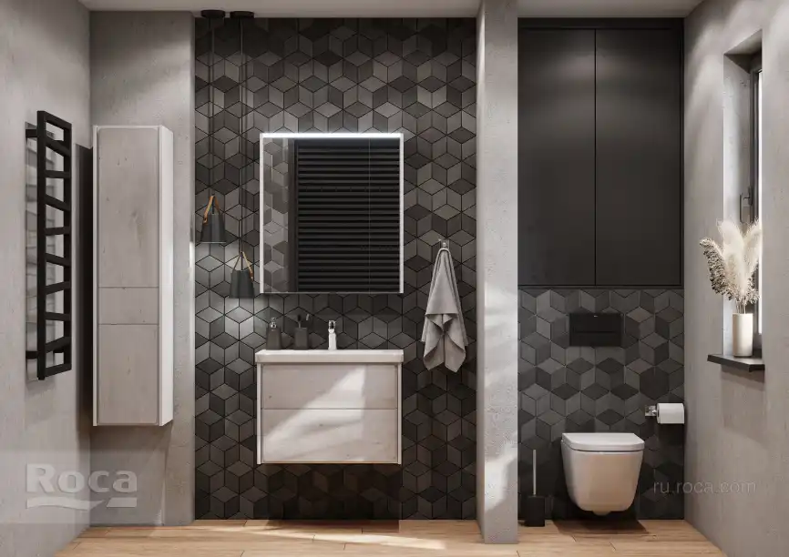 Пенал Roca Ronda ZRU9303006 подвесной, правый, цвет, Белый матовый, бетон фото 4