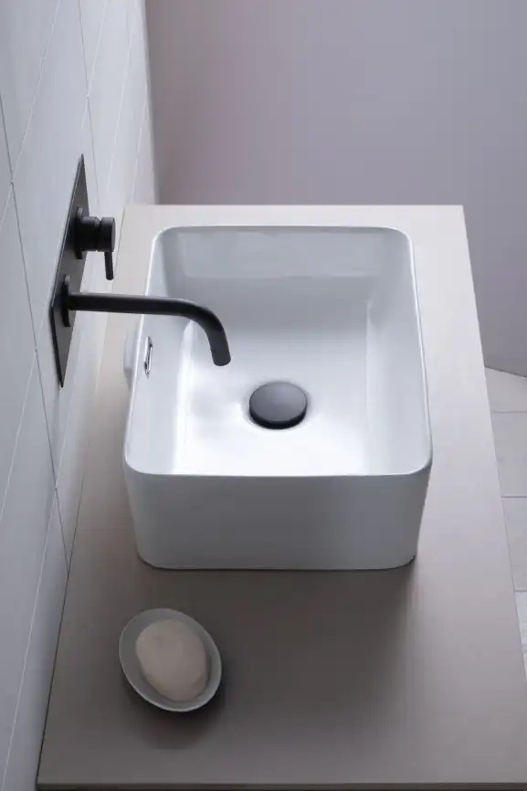 Раковина накладная Aquanet PERFECT-1 40,5х31,5х14 прямоугольная, Белая глянцевая фото 4