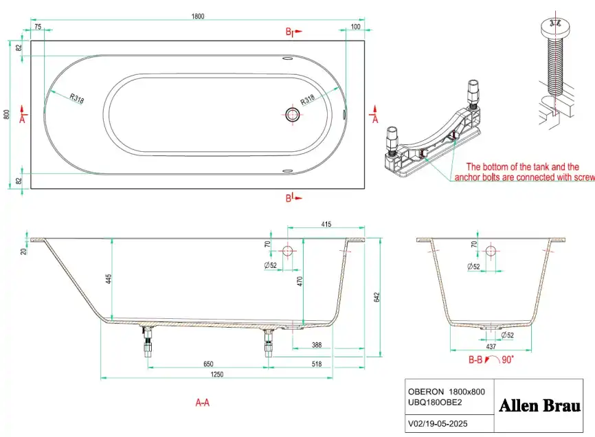 Ванна из искусственного камня Allen Brau Evo Oberon 180x80 2.3EV03.20, белая фото 2
