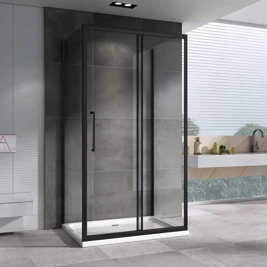 Душевой уголок ABBER Schwarzer Diamant 120х85 см, AG30120BH-S85B-S85B, профиль черный, стекло прозрачное фото 2