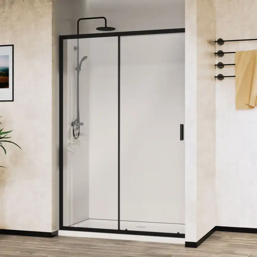 Душевая дверь Vincea City 130 VDS-5CT130CLB, раздвижная, профиль черный, стекло прозрачное фото 2