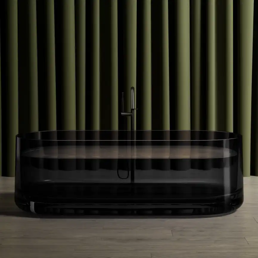 Прозрачная ванна ABBER Kristall 170х75 AT9708Onyx черная фото 1