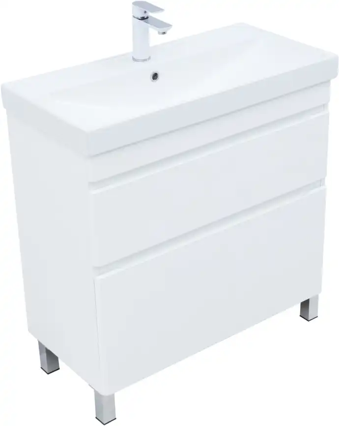 Тумба под раковину Aquanet Слим 80 напольная, белый сатин, 346044 фото 5