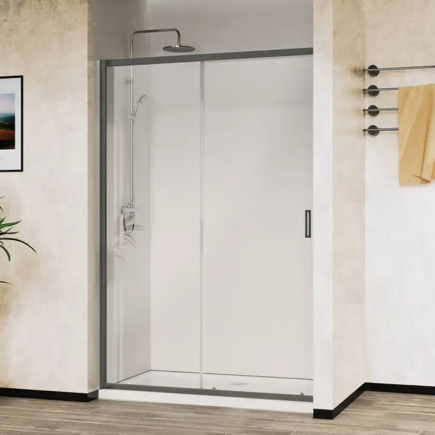 Душевая дверь Vincea City 120 VDS-5CT120CLGM, раздвижная, профиль вороненая сталь, стекло прозрачное фото 2