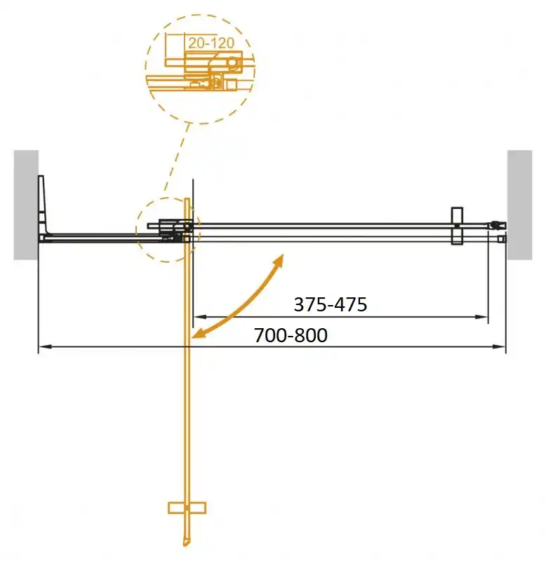 Душевая дверь в нишу CEZARES SLIDER-B-1-70/80-BR-NERO стекло Tонированная бронза, профиль Черный фото 3
