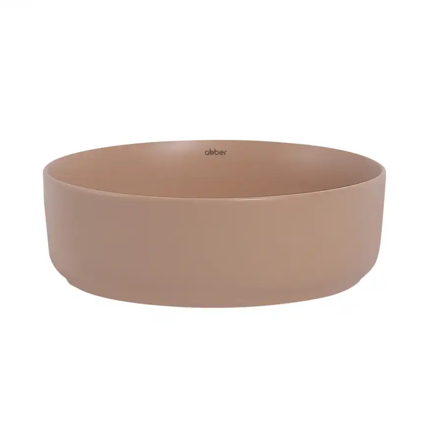 Раковина накладная ABBER BEQUEM 36х36х12 AC2108MBB, круглая, бежевая матовая фото 2