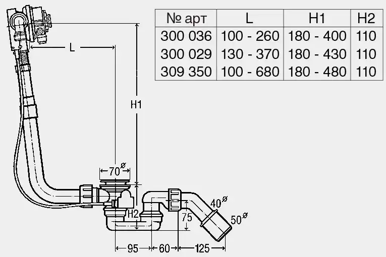 Слив-перелив Viega 311537 для ванны,с пробкой на цепочке, Хром фото 2