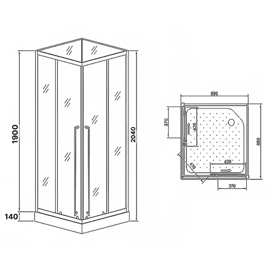 Душевая кабина Loranto 90х90, низкий поддон, Прозрачное стекло, CS-3008TM/W-90R фото 3