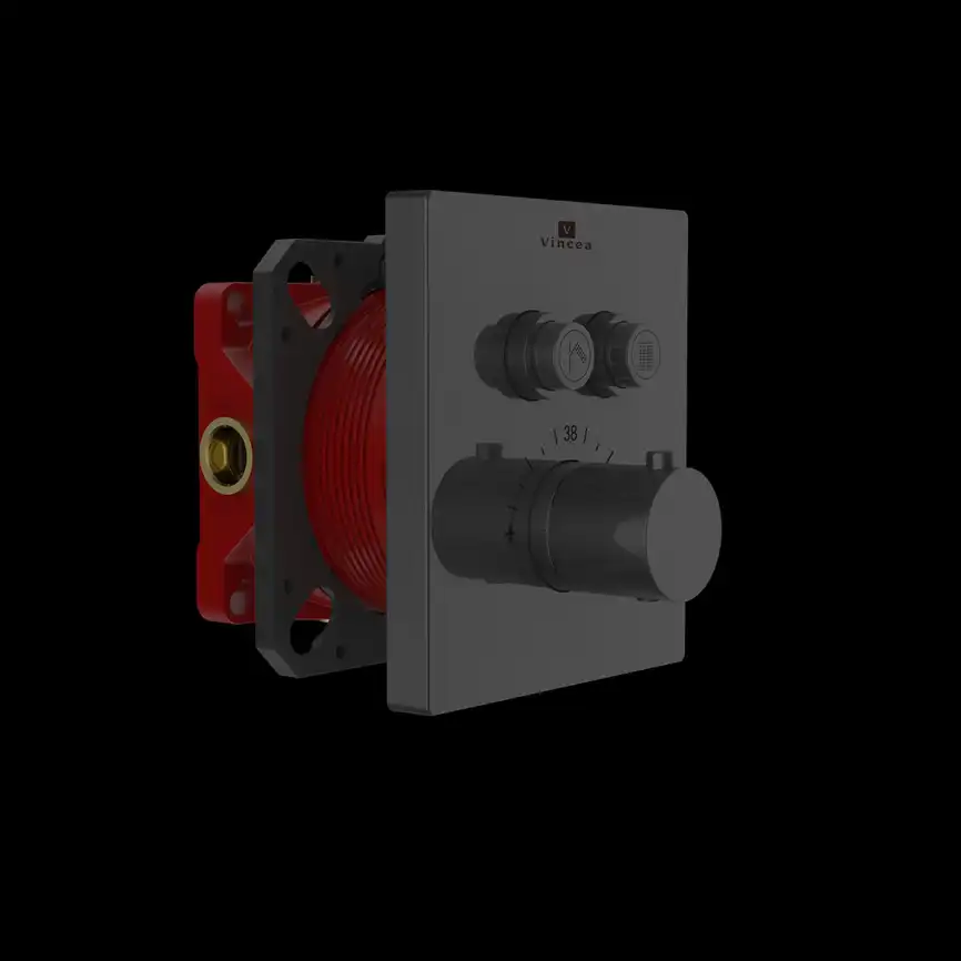 Смеситель для душа Vincea VSCV-321TGM встраиваемый  двухфункциональный, термостатический, вороненая сталь фото 1